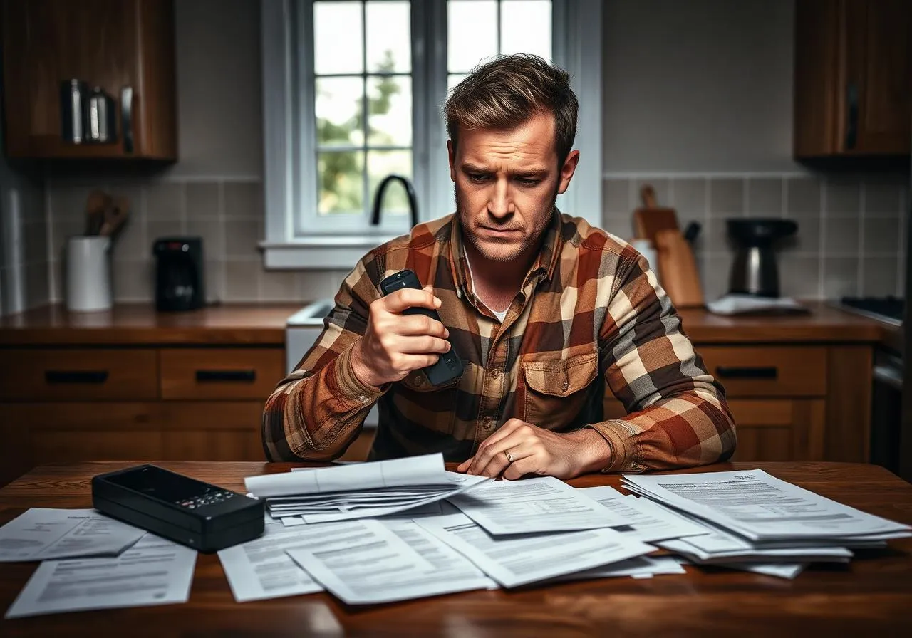 Frustrated contractor looking at phone after a quote went nowhere